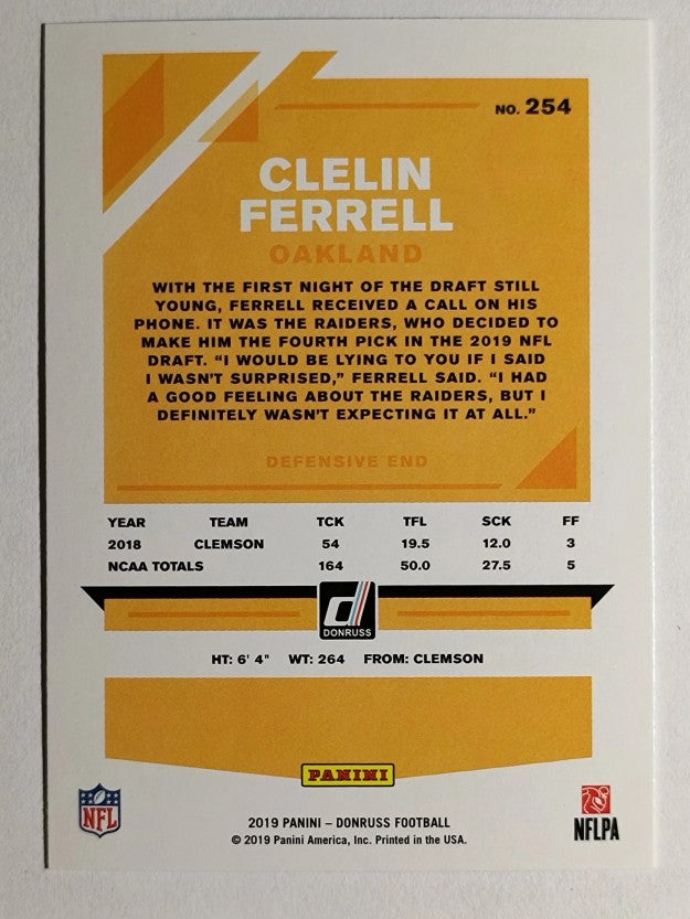 2019 Donruss Press Proof Blue #254 Clelin Ferrell