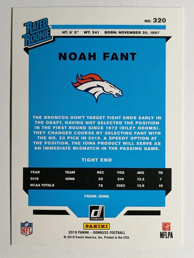 2019 Donruss Press Proof Blue #320 Noah Fant RR