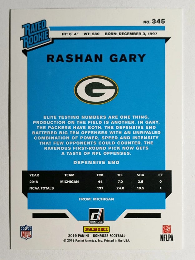 2019 Donruss Press Proof Blue #345 Rashan Gary RR