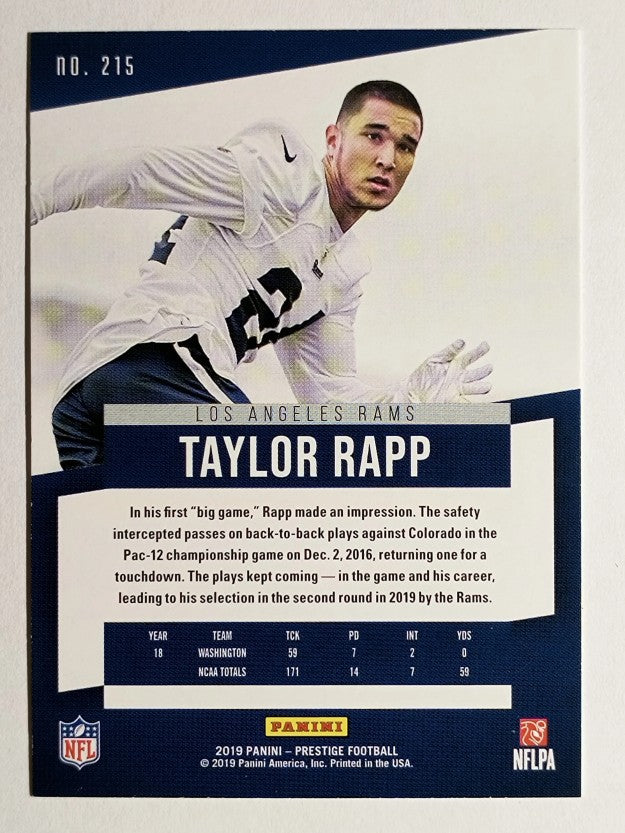 2019 Prestige #215 Taylor Rapp RC