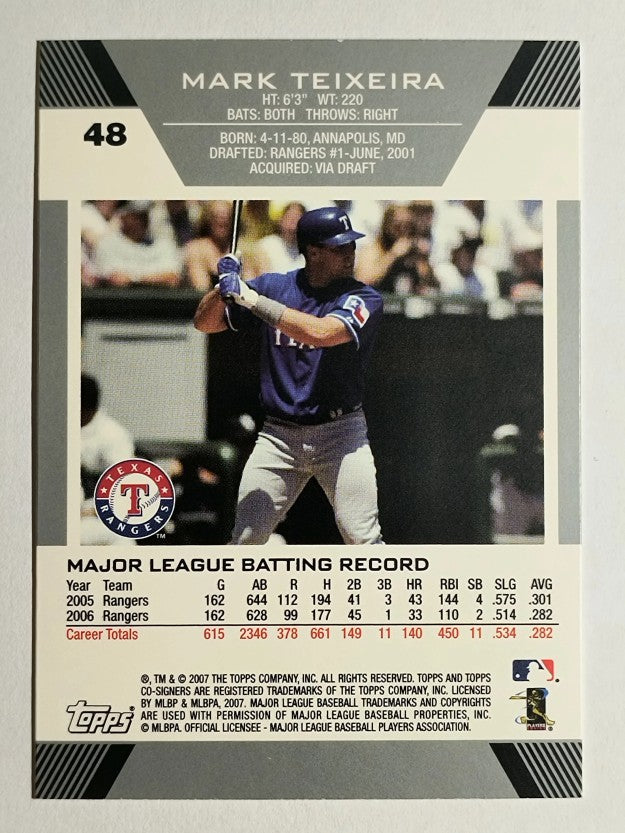 2007 Topps Co-Signers #48 Mark Teixeira