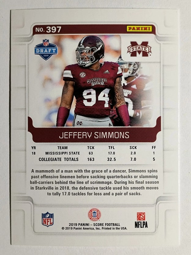 2019 Score #397 Jeffery Simmons RC