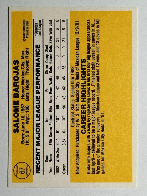 1983 Donruss #67 Salome Barojas
