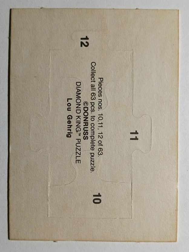1985 Donruss Lou Gehrig Puzzle #10 Gehrig Puzzle 10-12