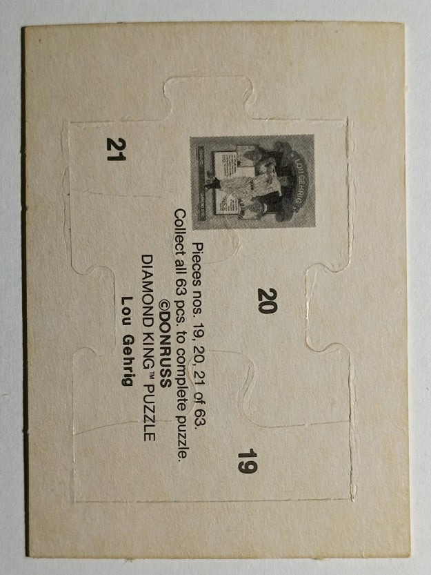 1985 Donruss Lou Gehrig Puzzle #19 Gehrig Puzzle 19-21