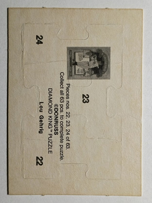1985 Donruss Lou Gehrig Puzzle #22 Gehrig Puzzle 22-24