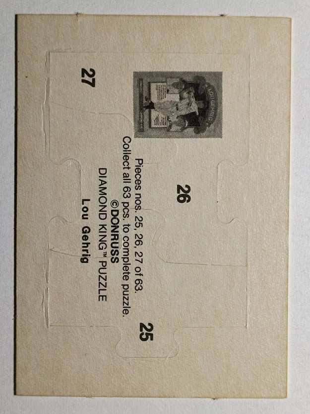 1985 Donruss Lou Gehrig Puzzle #25 Gehrig Puzzle 25-27
