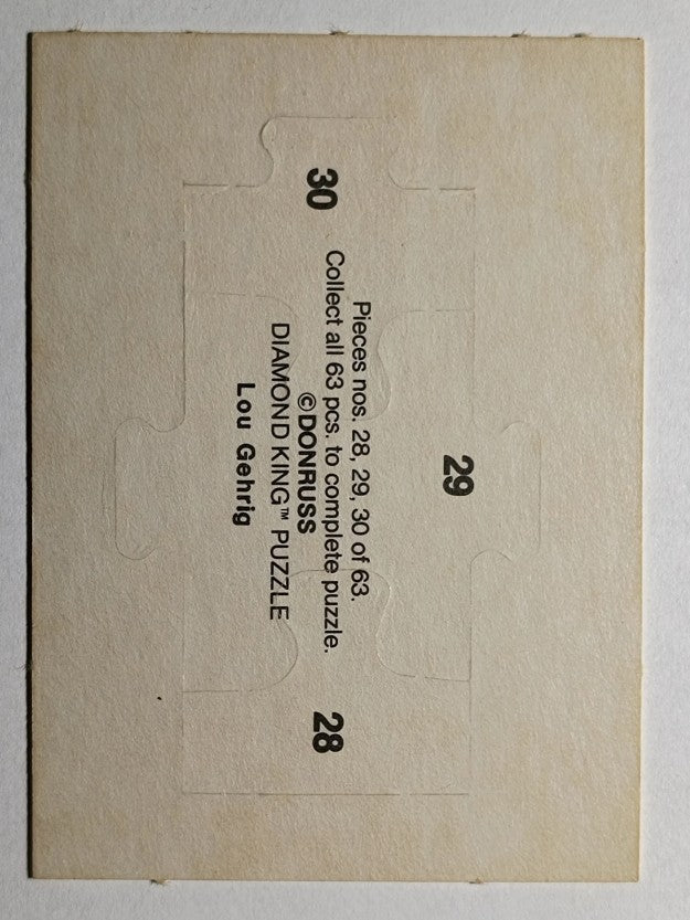 1985 Donruss Lou Gehrig Puzzle #28 Gehrig Puzzle 28-30