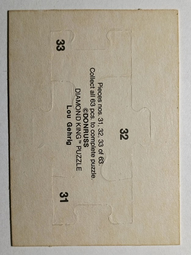 1985 Donruss Lou Gehrig Puzzle #31 Gehrig Puzzle 31-33