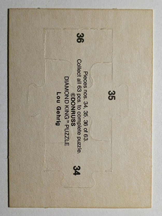 1985 Donruss Lou Gehrig Puzzle #34 Gehrig Puzzle 34-36