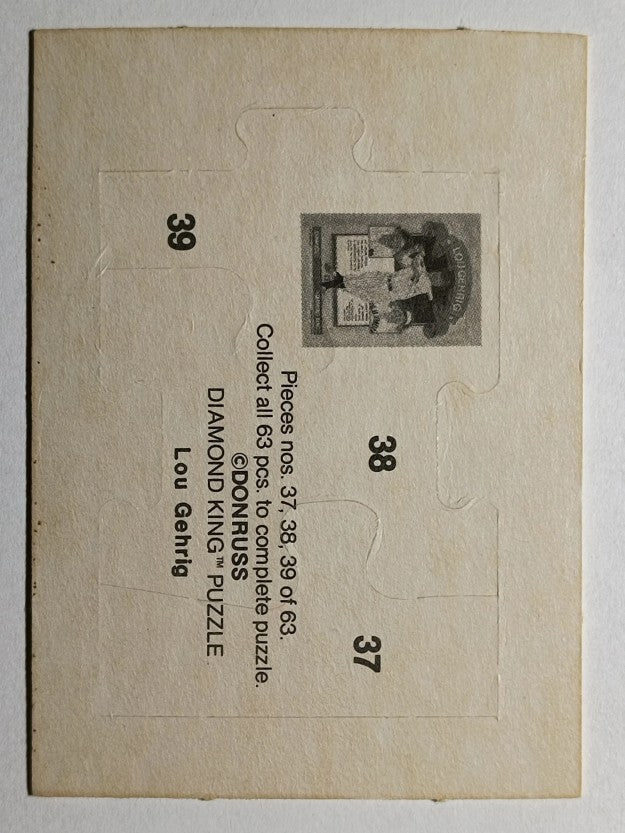 1985 Donruss Lou Gehrig Puzzle #37 Gehrig Puzzle 37-39