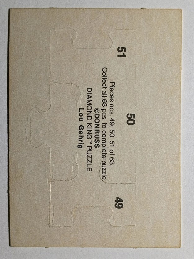 1985 Donruss Lou Gehrig Puzzle #49 Gehrig Puzzle 49-51