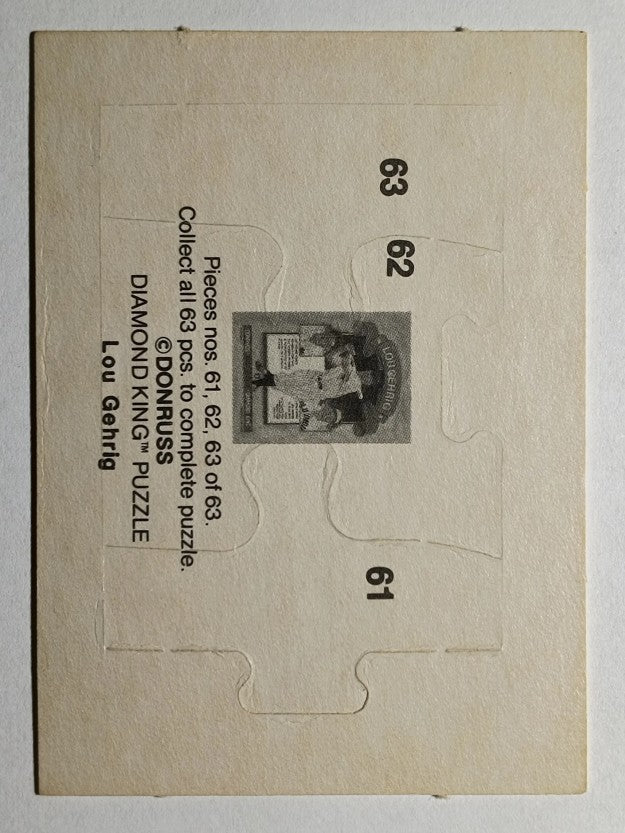 1985 Donruss Lou Gehrig Puzzle #61 Gehrig Puzzle 61-63