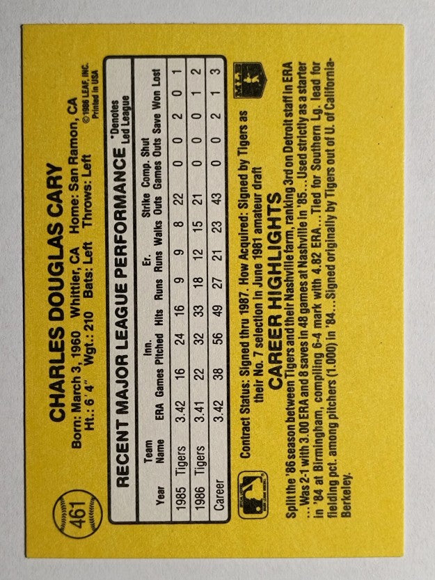 1987 Donruss #461 Chuck Cary