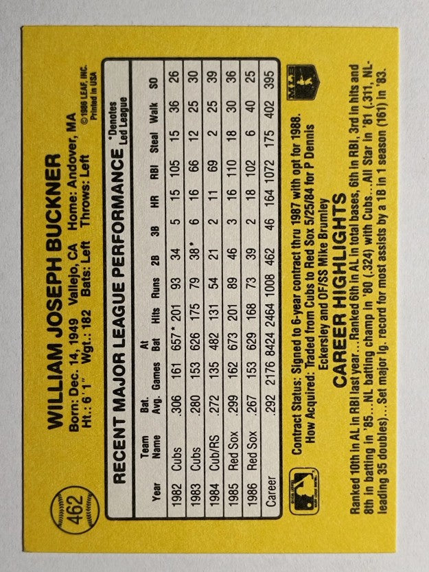 1987 Donruss #462 Bill Buckner