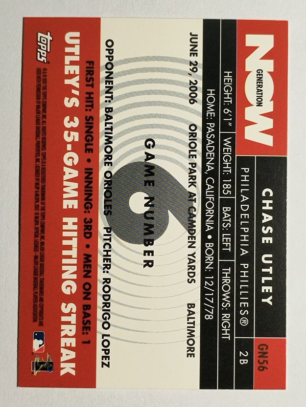 2007 Topps Generation Now #GN56 Chase Utley