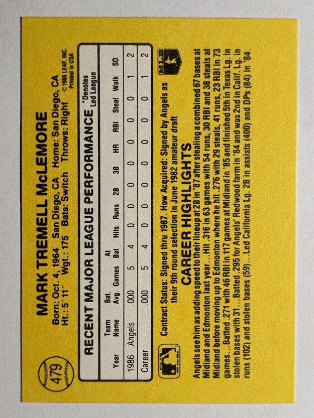 1987 Donruss #479 Mark McLemore