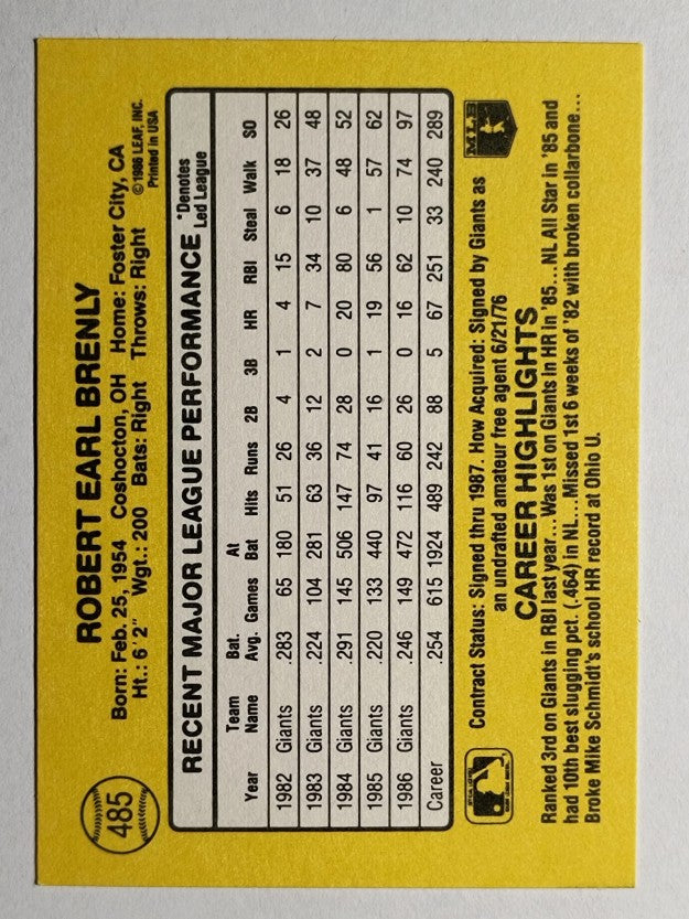 1987 Donruss #485 Bob Brenly