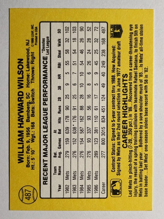 1987 Donruss #487 Mookie Wilson