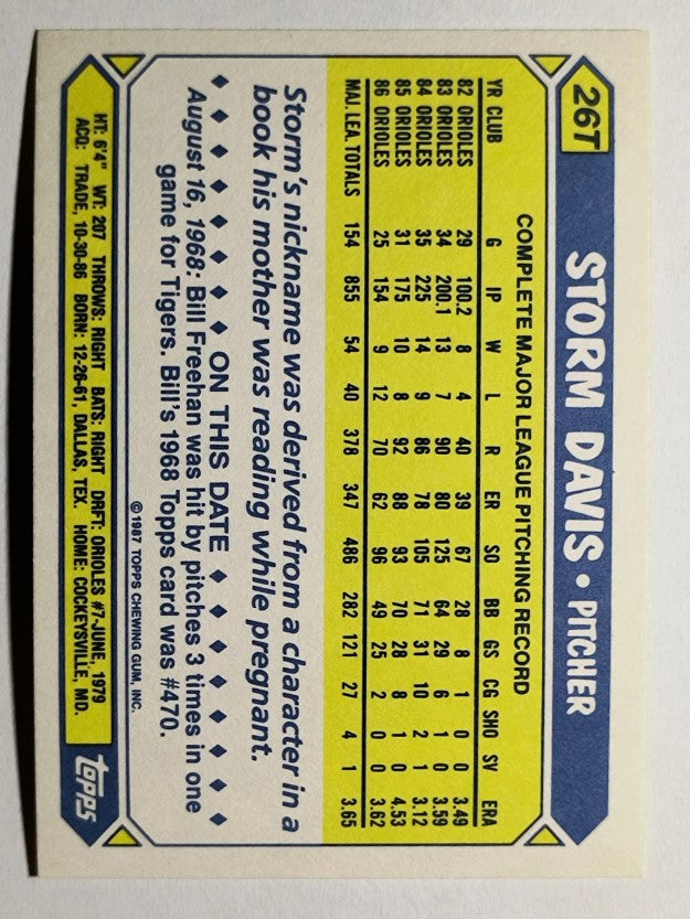 1987 Topps Traded Tiffany #26T Storm Davis