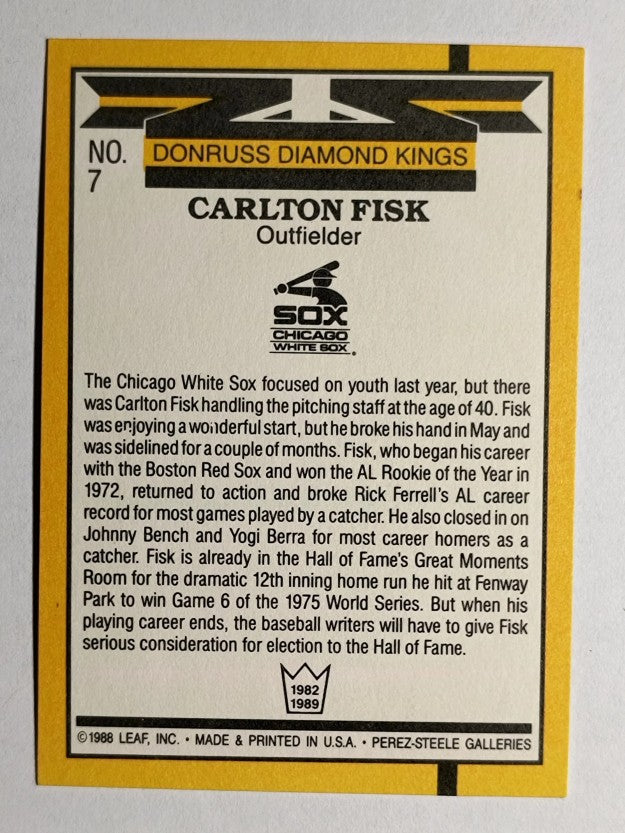 1989 Donruss #7 Carlton Fisk DK