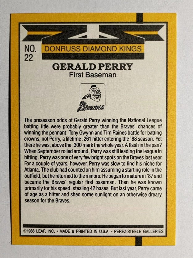 1989 Donruss #22 Gerald Perry DK