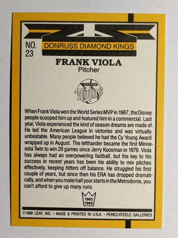 1989 Donruss #23 Frank Viola DK