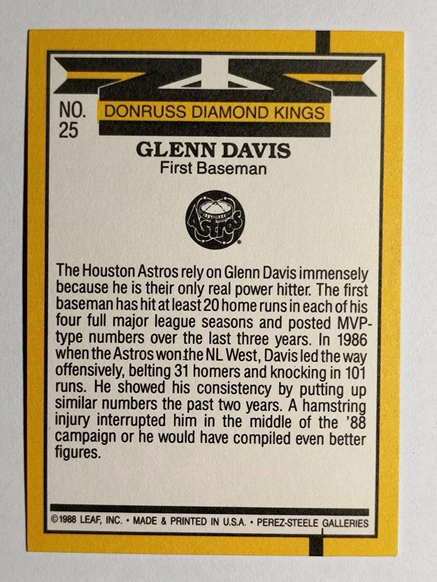 1989 Donruss #25 Glenn Davis DK