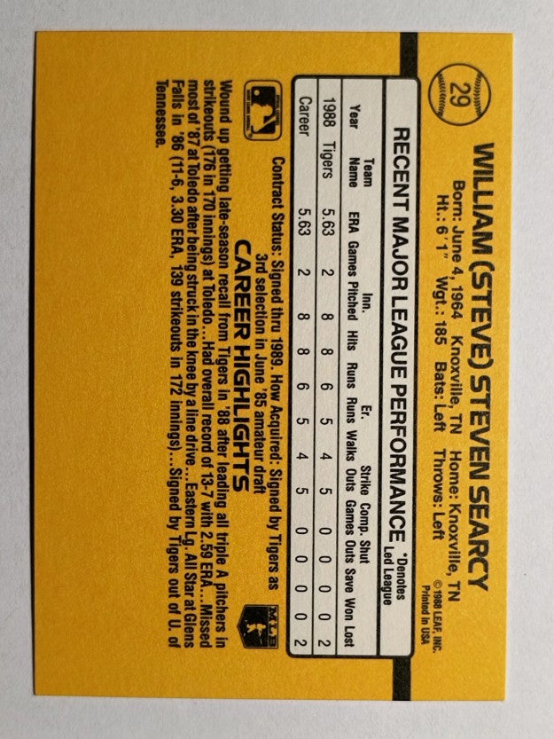 1989 Donruss #29 Steve Searcy RR