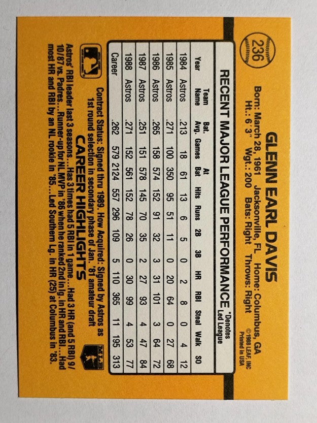 1989 Donruss #236 Glenn Davis