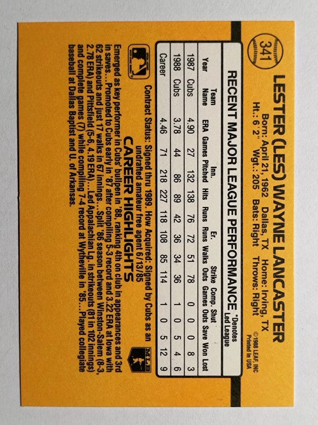 1989 Donruss #341 Les Lancaster