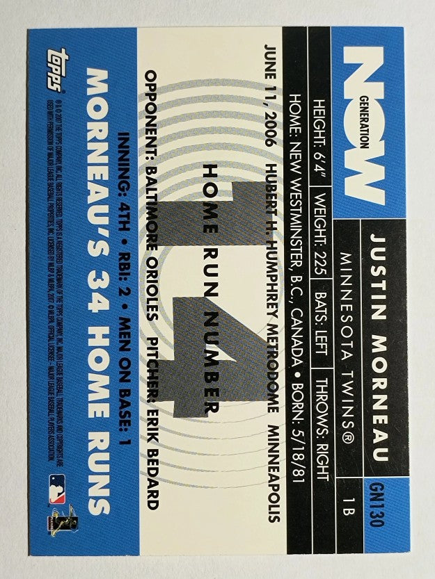 2007 Topps Generation Now #GN130 Justin Morneau