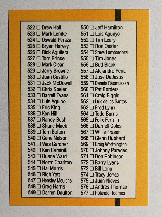 1989 Donruss #500 Checklist 468-577 DP