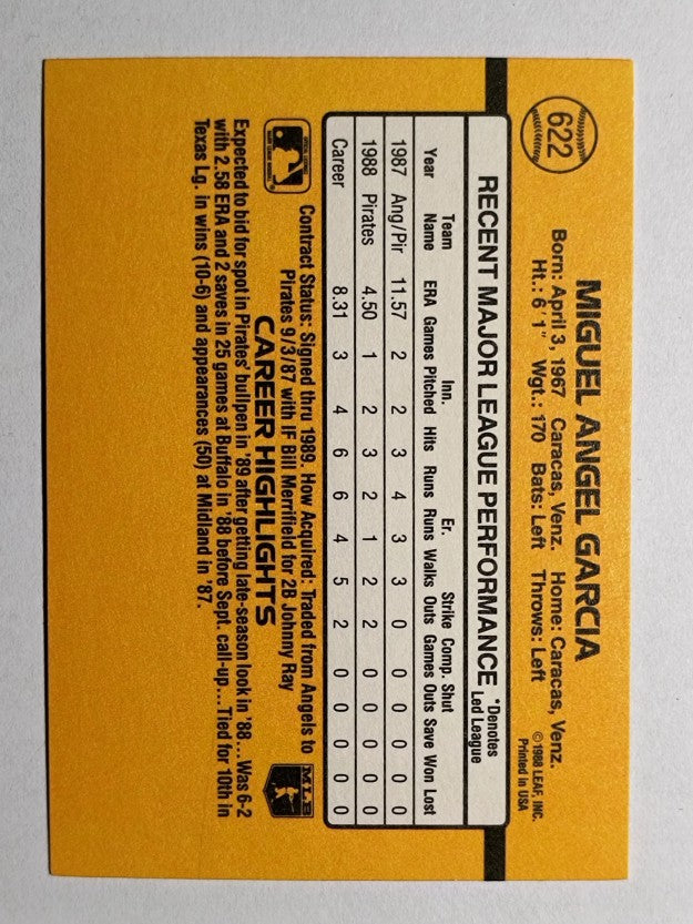 1989 Donruss #622 Miguel Garcia DP