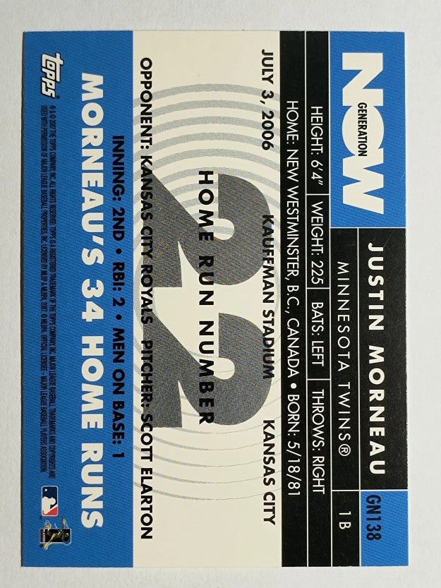 2007 Topps Generation Now #GN138 Justin Morneau