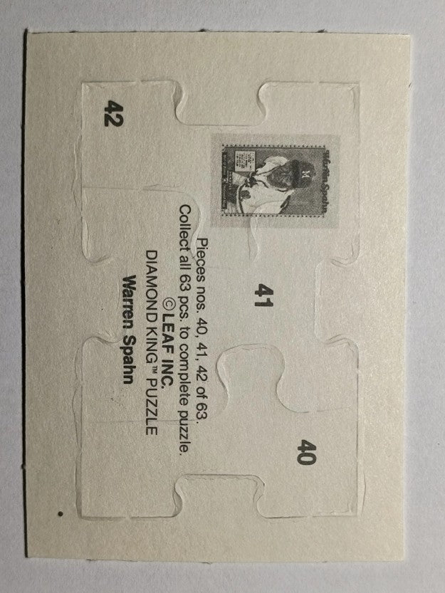 1989 Donruss Warren Spahn Puzzle #40 Spahn Puzzle 40-42