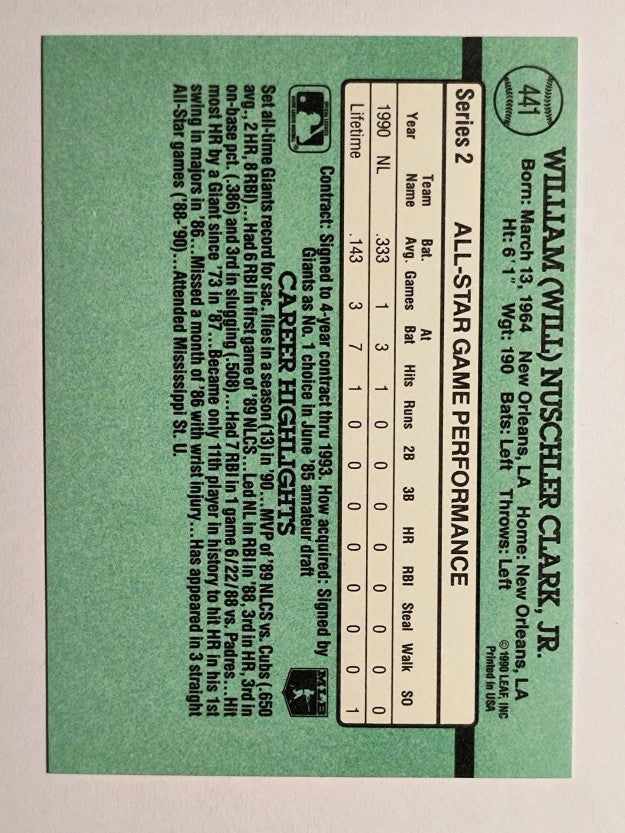 1991 Donruss #441 Will Clark AS