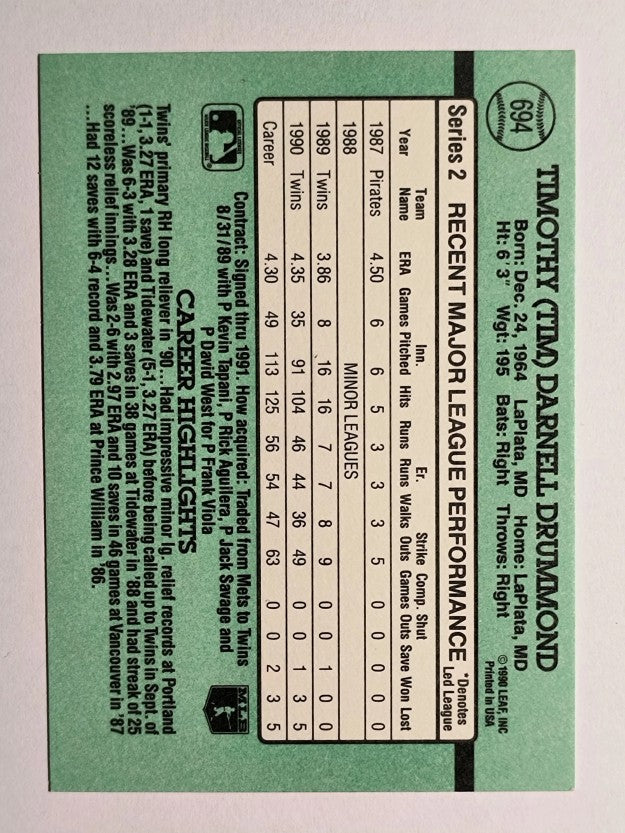 1991 Donruss #694 Tim Drummond