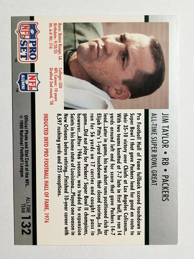 1990-91 Pro Set Super Bowl 160 #132 Jim Taylor