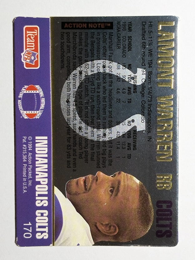 1994 Action Packed #170 Lamont Warren RC