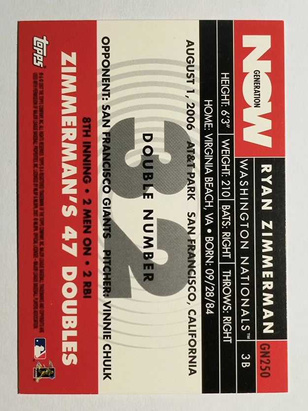 2007 Topps Generation Now #GN250 Ryan Zimmerman