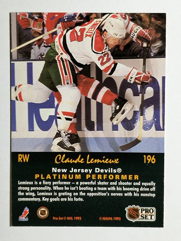 1991-92 Pro Set Platinum #196 Claude Lemieux