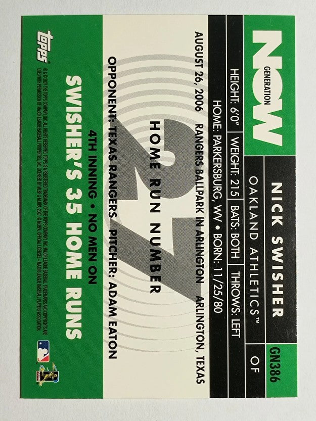 2007 Topps Generation Now #GN386 Nick Swisher