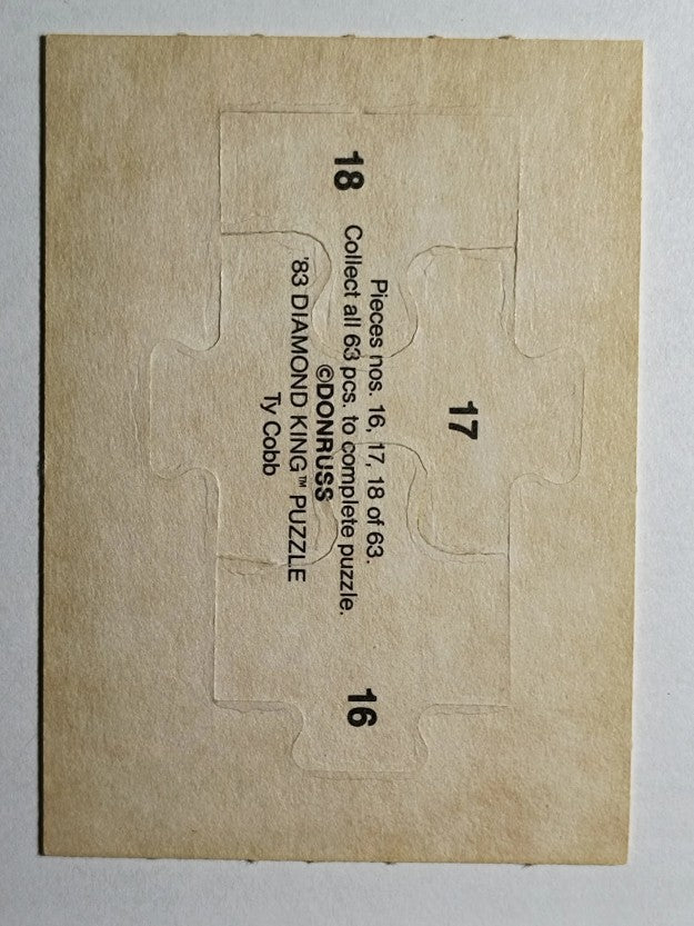 1983 Donruss Ty Cobb Puzzle #16 Cobb Puzzle 16-18