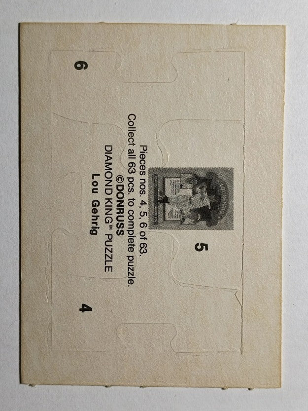 1985 Donruss Lou Gehrig Puzzle #4 Gehrig Puzzle 4-6