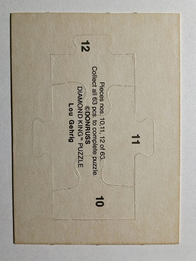 1985 Donruss Lou Gehrig Puzzle #10 Gehrig Puzzle 10-12