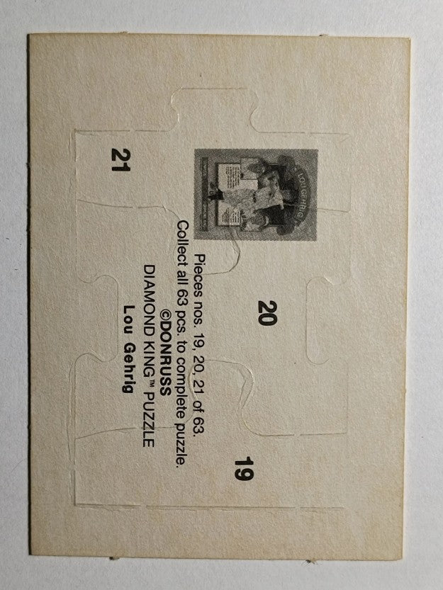 1985 Donruss Lou Gehrig Puzzle #19 Gehrig Puzzle 19-21