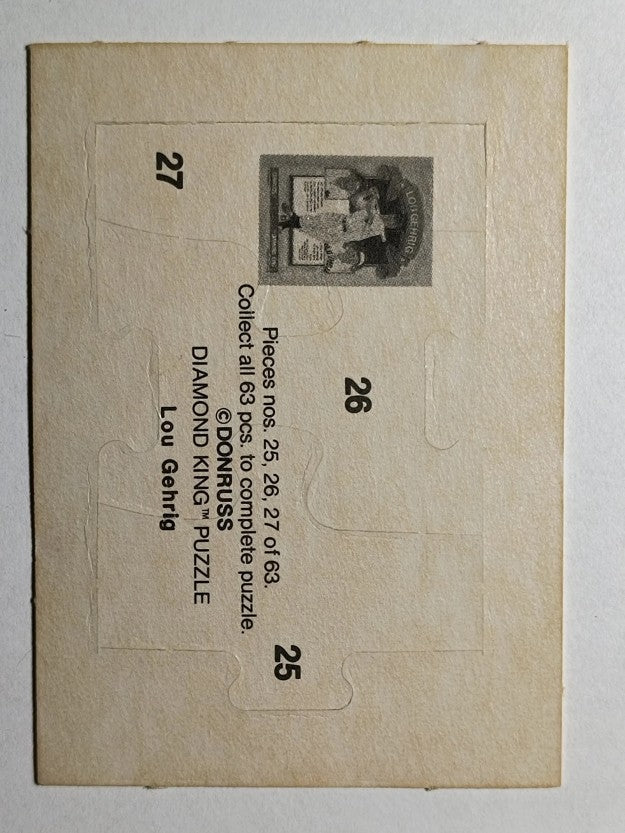 1985 Donruss Lou Gehrig Puzzle #25 Gehrig Puzzle 25-27