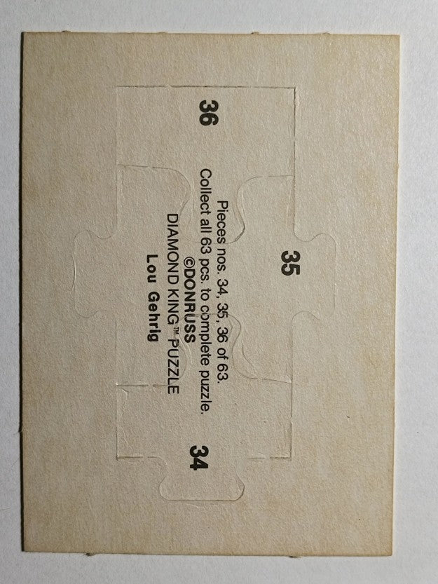 1985 Donruss Lou Gehrig Puzzle #34 Gehrig Puzzle 34-36