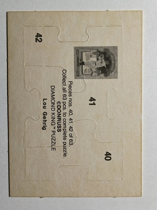 1985 Donruss Lou Gehrig Puzzle #40 Gehrig Puzzle 40-42